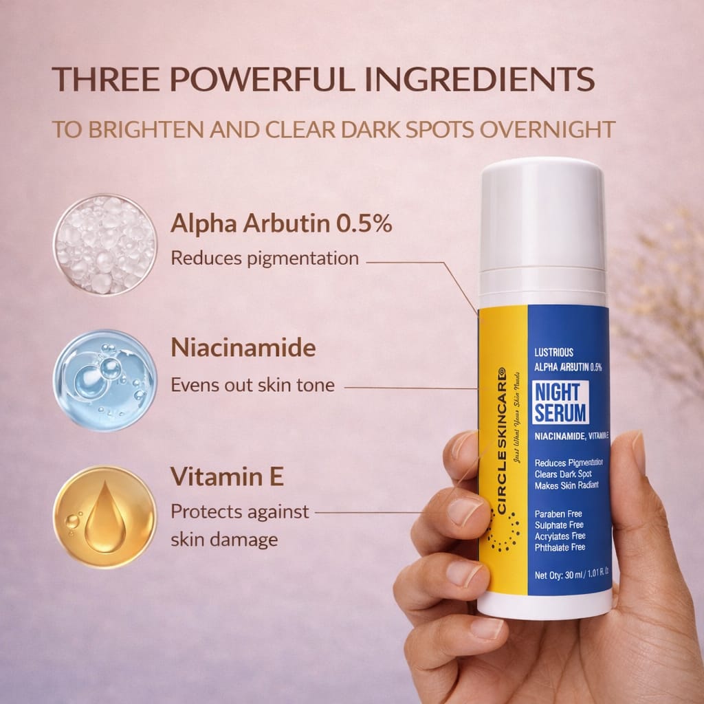 Lustrous Alpha Arbutin 0.5% Night Serum with Niacinamide & Vitamin E, 30 ml