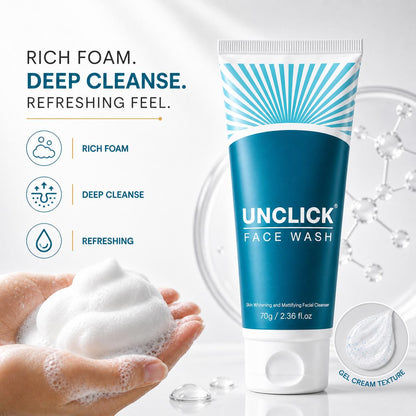 UNCLICK Niacinamide Brightening Facewash with Salicylic & Kojic Acid, 70 g